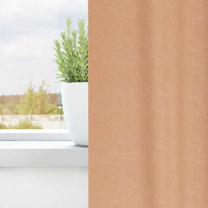 Blackout Curtains with Rings 2 pcs Light Brown 260 x 140 cm