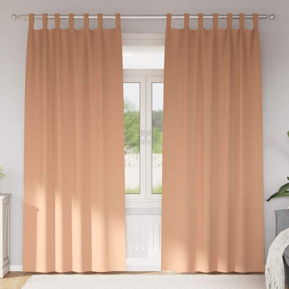 Blackout Curtains with Rings 2 pcs Light Brown 260 x 140 cm