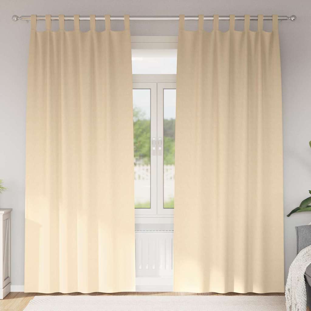 Blackout Curtains with Rings 2 pcs Cream 260 x 140 cm Polyester