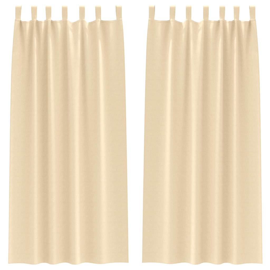 Blackout Curtains with Rings 2 pcs Cream 260 x 140 cm Polyester