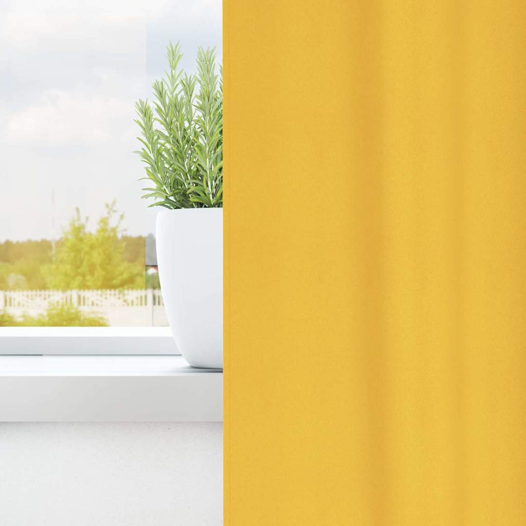 Blackout Curtains with Rings 2 pcs Mustard Yellow 245 x 140 cm