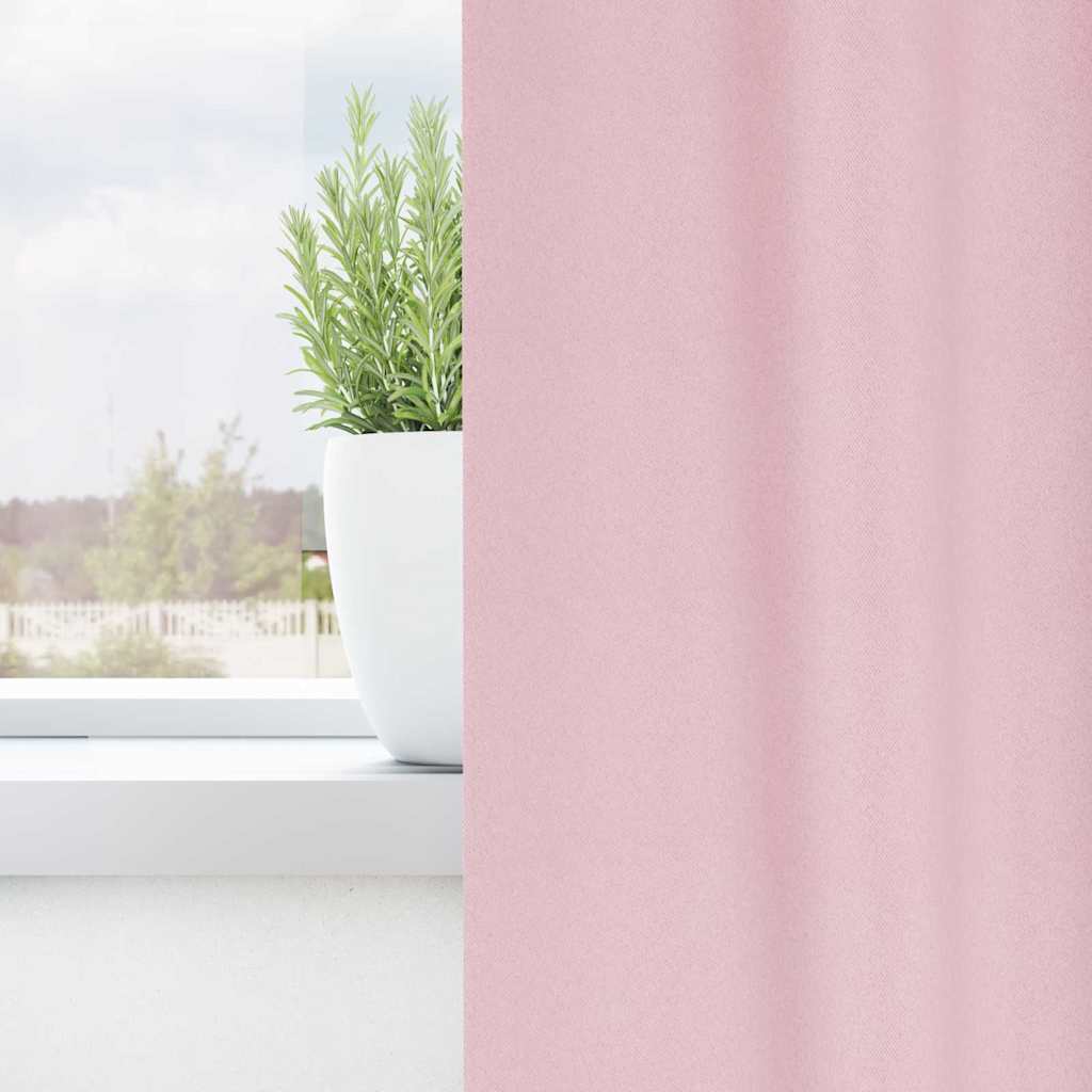 Blackout Curtains with Rings 2 pcs Baby Pink 140 x 140 cm