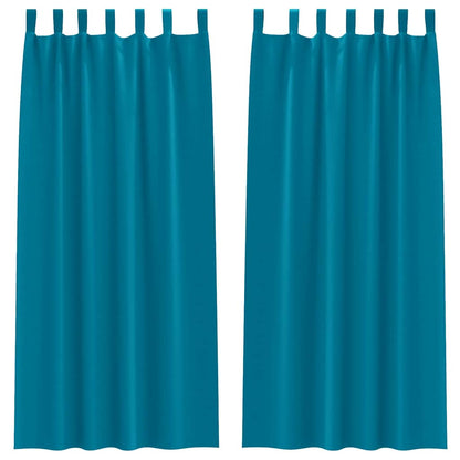 Blackout Curtains with Rings 2 pcs Turquoise 225 x 140 cm