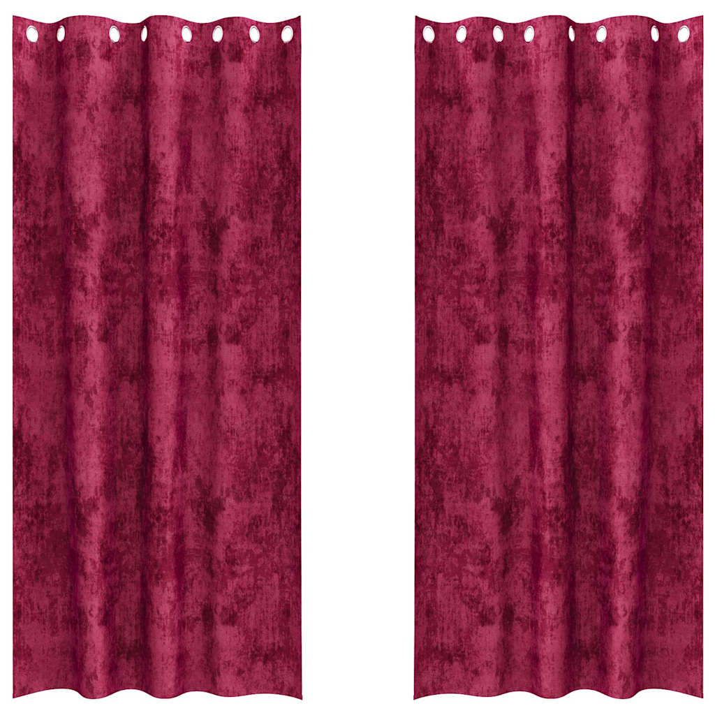 Velvet Curtains 2 pcs Wine Red 260 x 140 cm Velvet