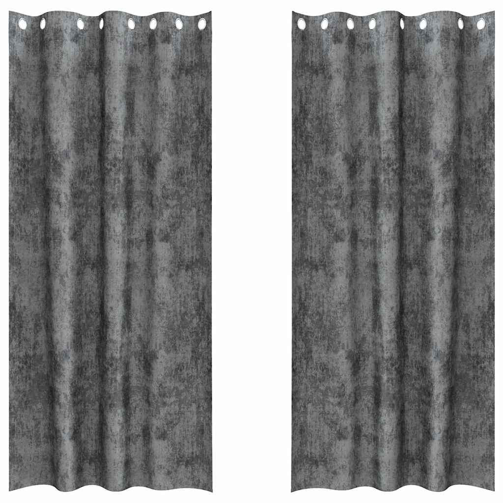 Velvet Curtains with Curtains 2 pcs Grey 225 x 140 cm Velvet