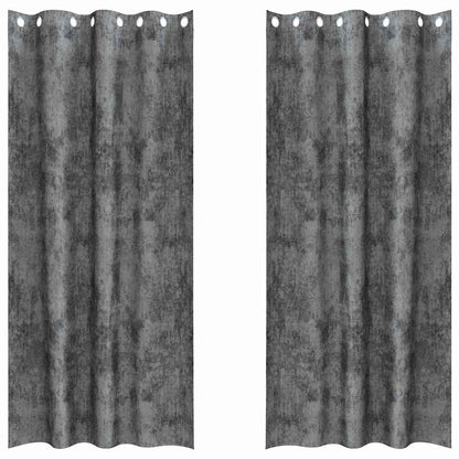 Velvet Curtains with Curtains 2 pcs Grey 245 x 140 cm Velvet