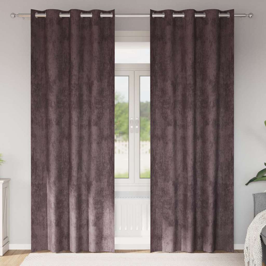 Velvet Curtains with Curtains 2 pcs Brown 225 x 140 cm Velvet