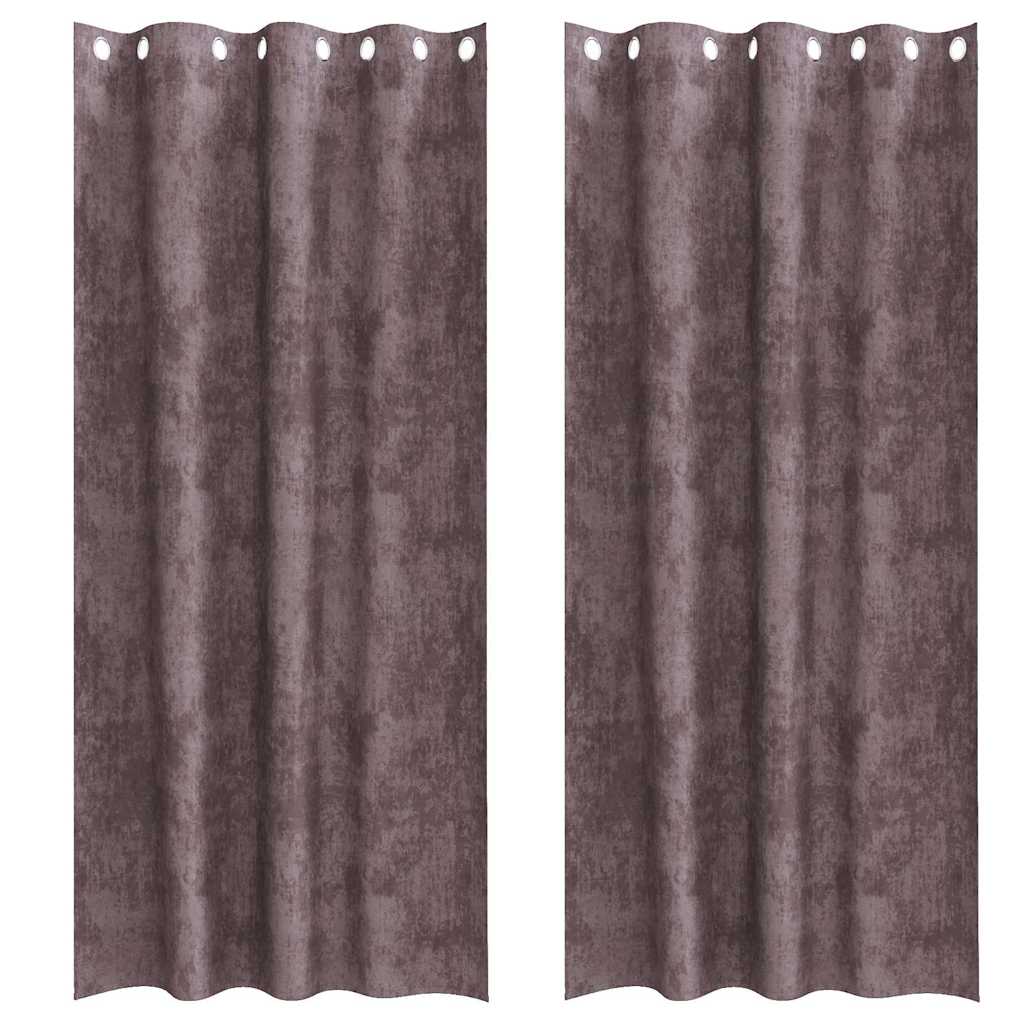 Velvet Curtains with Curtains 2 pcs Brown 260 x 140 cm Velvet
