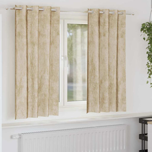 Velvet Curtains 2 pcs Cream 175 x 140 cm Velvet
