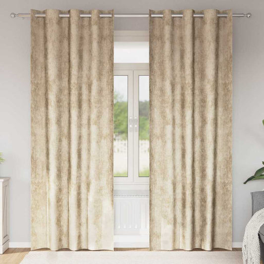 Velvet Curtains 2 pcs Cream 245 x 140 cm Velvet