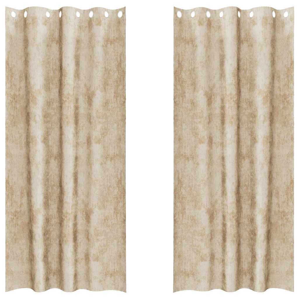 Velvet Curtains with Curtains 2 pcs Cream 245 x 140 cm Velvet