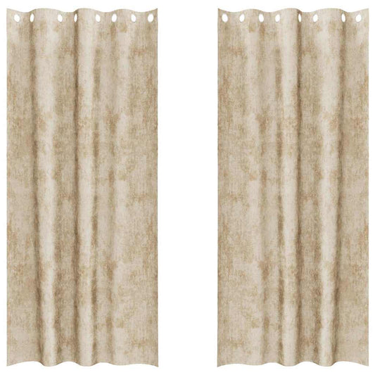Velvet Curtains 2 pcs Cream 245 x 140 cm Velvet