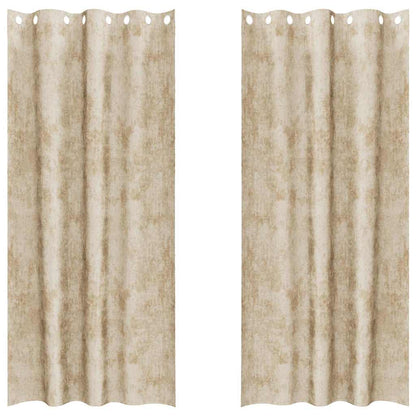 Velvet Curtains with Curtains 2 pcs Cream 260 x 140 cm Velvet