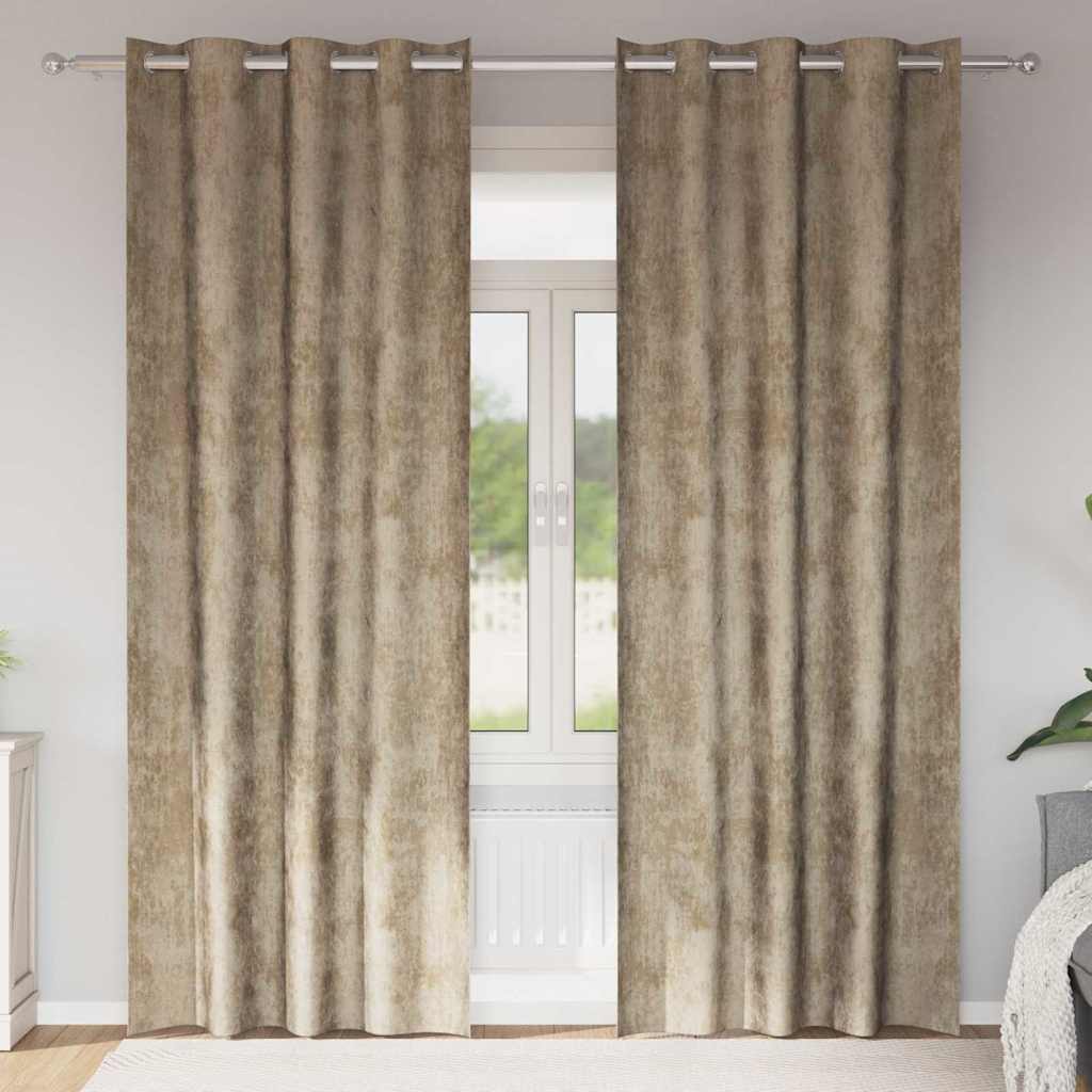 Velvet Curtains 2 pcs Champagne 225 x 140 cm Velvet