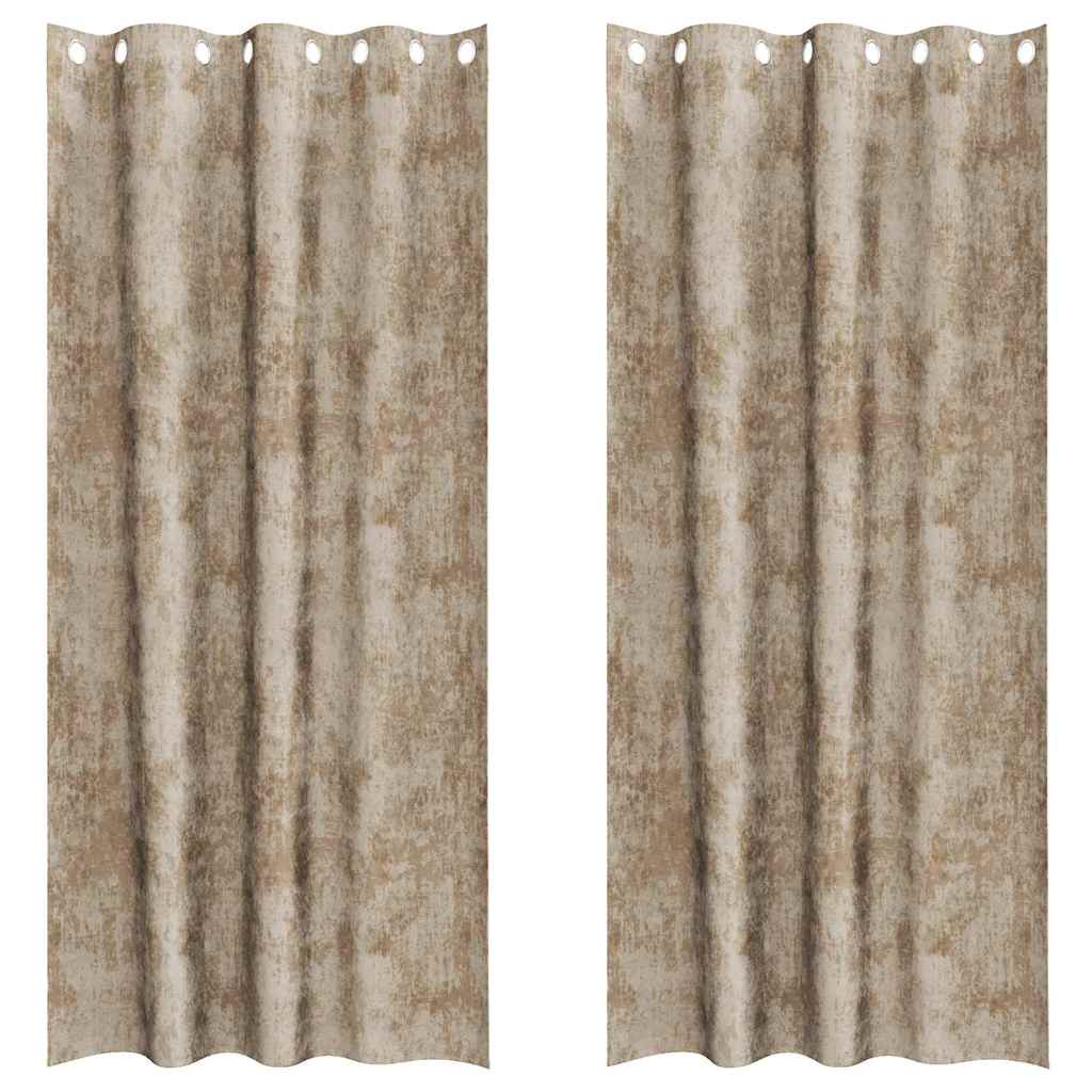 Velvet Curtains 2 pcs Champagne 225 x 140 cm Velvet