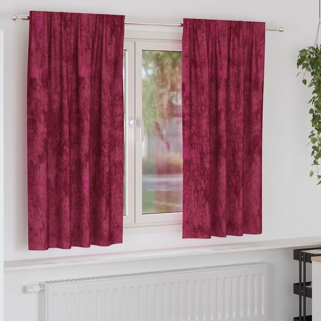 Velvet Curtains 2 pcs Wine red 175 x 140 cm Velvet