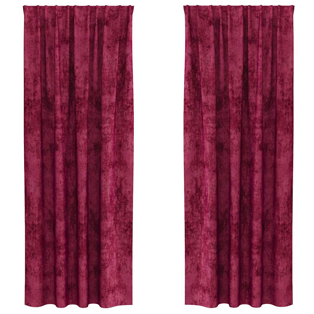 Velvet Curtains 2 pcs Wine red 225 x 140 cm Velvet