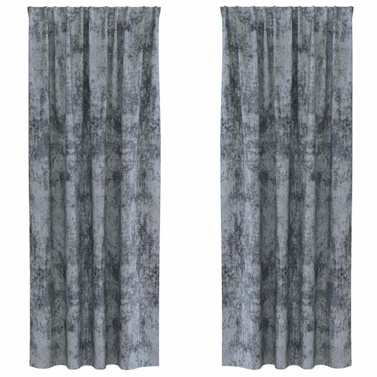 Velvet Curtains 2 pcs Silver Grey 225 x 140 cm Velvet