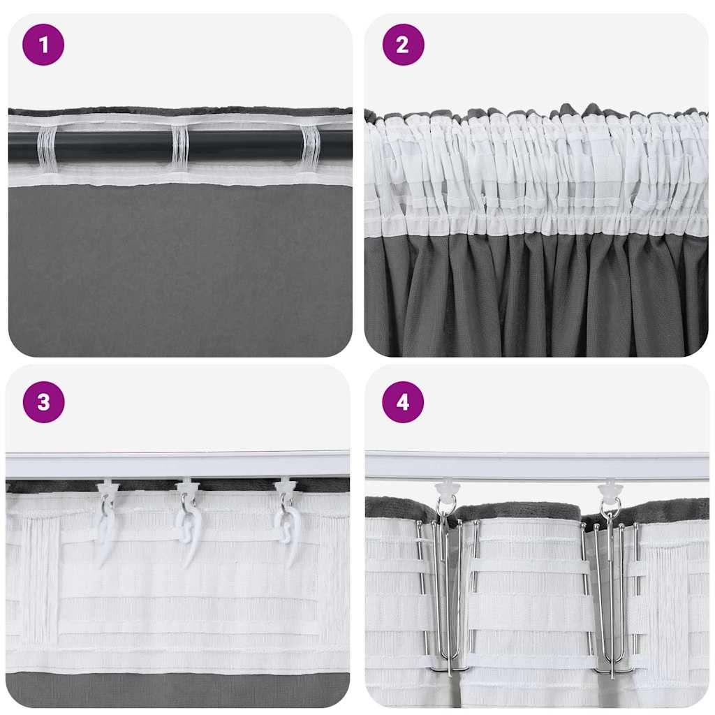 Velvet Curtains with Curtains 2 pcs Grey 140 x 140 cm Velvet