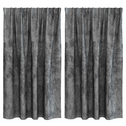 Velvet Curtains with Curtains 2 pcs Grey 140 x 140 cm Velvet