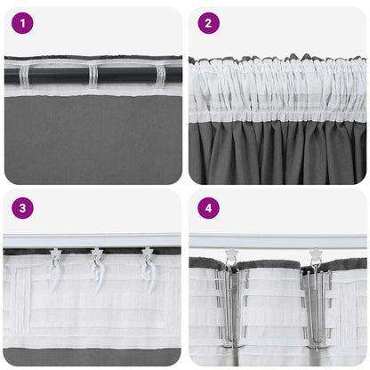 Velvet Curtains with Curtains 2 pcs Grey 175 x 140 cm Velvet