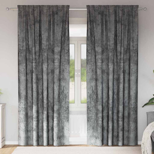 Velvet Curtains 2 pcs Grey 225 x 140 cm Velvet