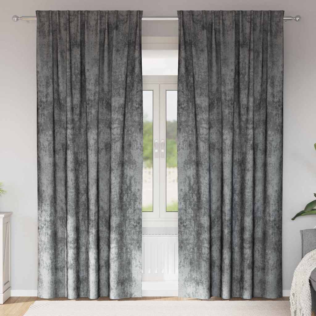 Velvet Curtains with Curtains 2 pcs Grey 245 x 140 cm Velvet