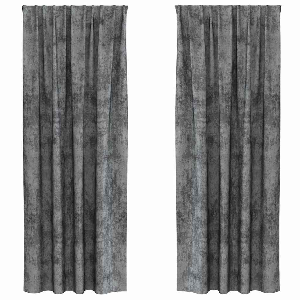 Velvet Curtains with Curtains 2 pcs Grey 245 x 140 cm Velvet