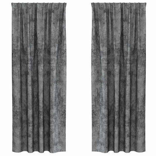 Velvet Curtains 2 pcs Grey 260 x 140 cm Velvet