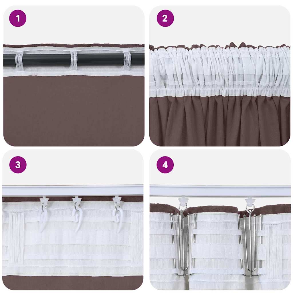 Velvet Curtains with Curtains 2 pcs Brown 225 x 140 cm Velvet