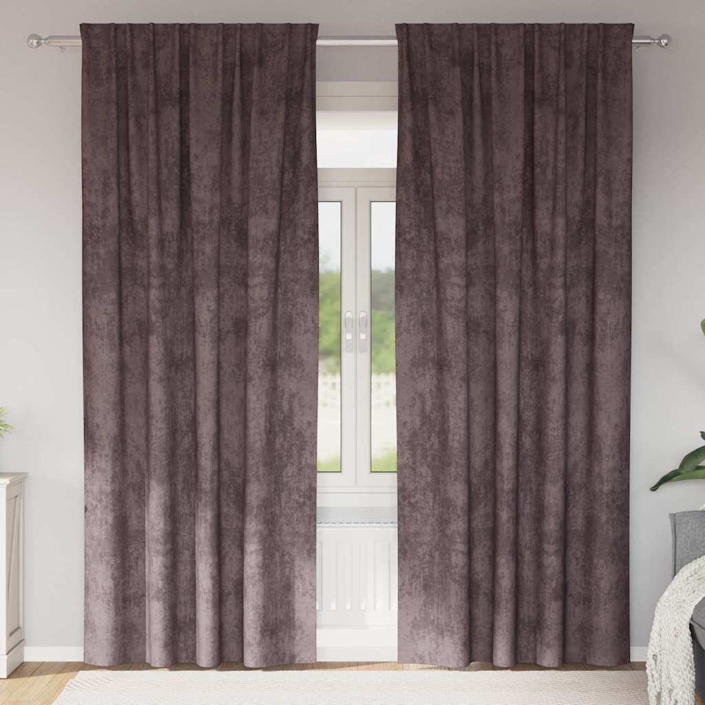 Velvet Curtains with Curtains 2 pcs Brown 225 x 140 cm Velvet