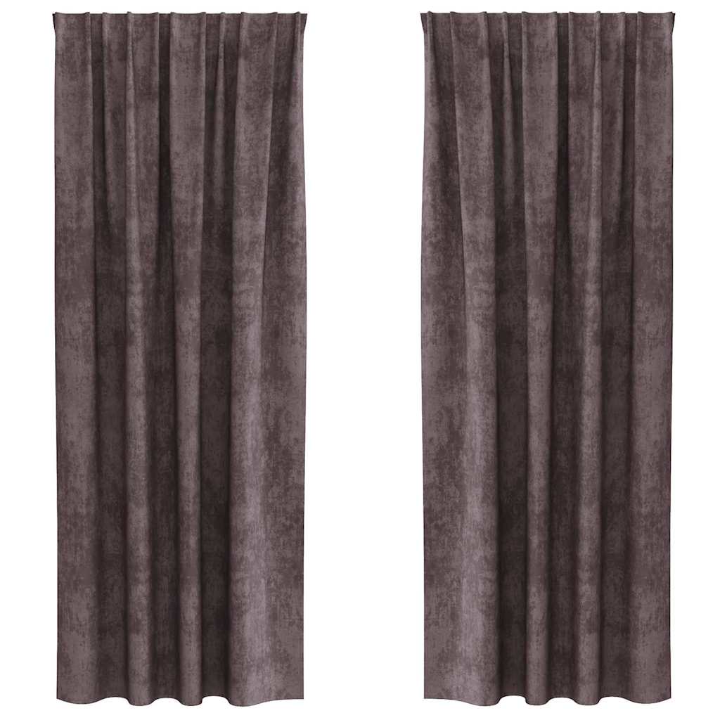 Velvet Curtains with Curtains 2 pcs Brown 245 x 140 cm Velvet