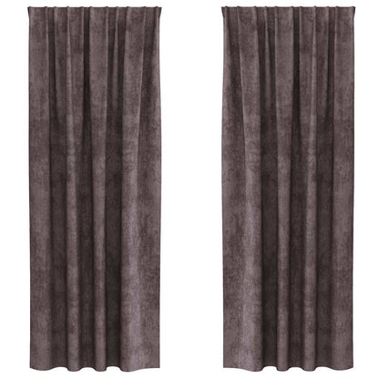 Velvet Curtains with Curtains 2 pcs Brown 245 x 140 cm Velvet