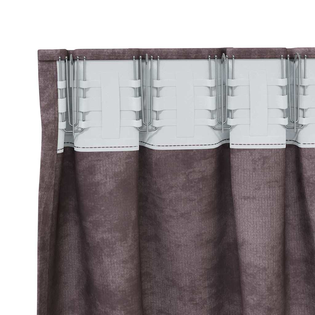 Velvet Curtains with Curtains 2 pcs Brown 260 x 140 cm Velvet