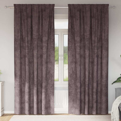 Velvet Curtains with Curtains 2 pcs Brown 260 x 140 cm Velvet