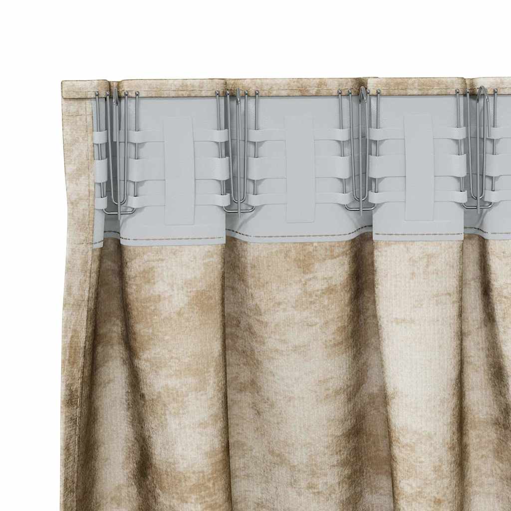 Velvet Curtains with Curtains 2 pcs Cream 225 x 140 cm Velvet