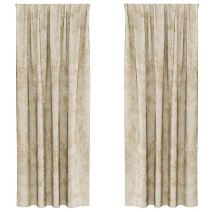 Velvet Curtains with Curtains 2 pcs Cream 225 x 140 cm Velvet