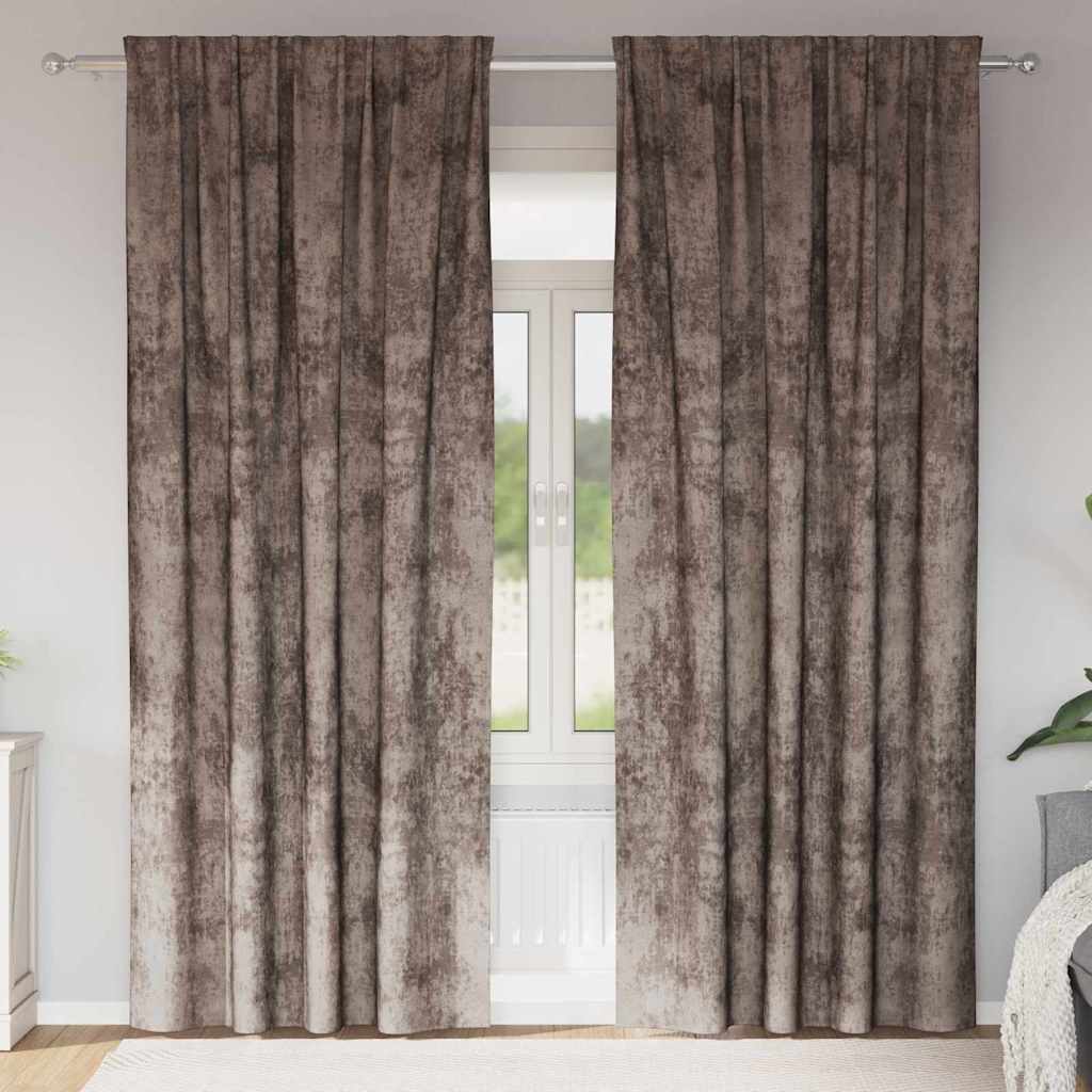 Velvet Curtains 2 pcs Cappuccino 225 x 140 cm Velvet