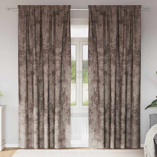 Velvet Curtains 2 pcs Cappuccino 245 x 140 cm Velvet