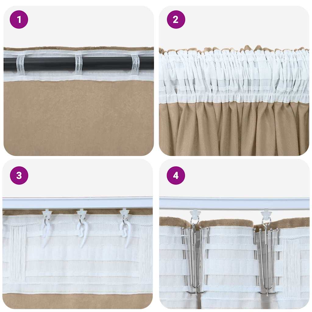 Velvet Curtains 2 pcs Champagne 175 x 140 cm Velvet