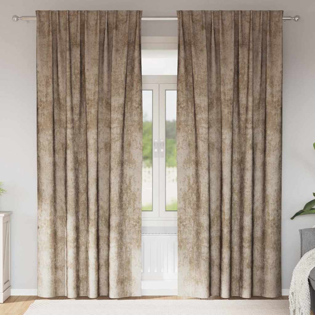 Velvet Curtains 2 pcs Champagne 225 x 140 cm Velvet