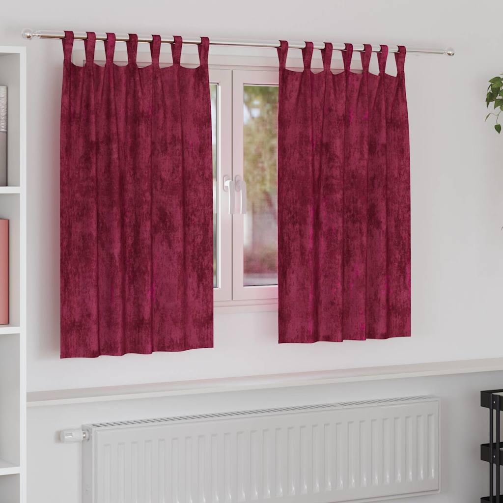 Velvet Curtains 2 pcs Wine Red 140 x 140 cm Velvet