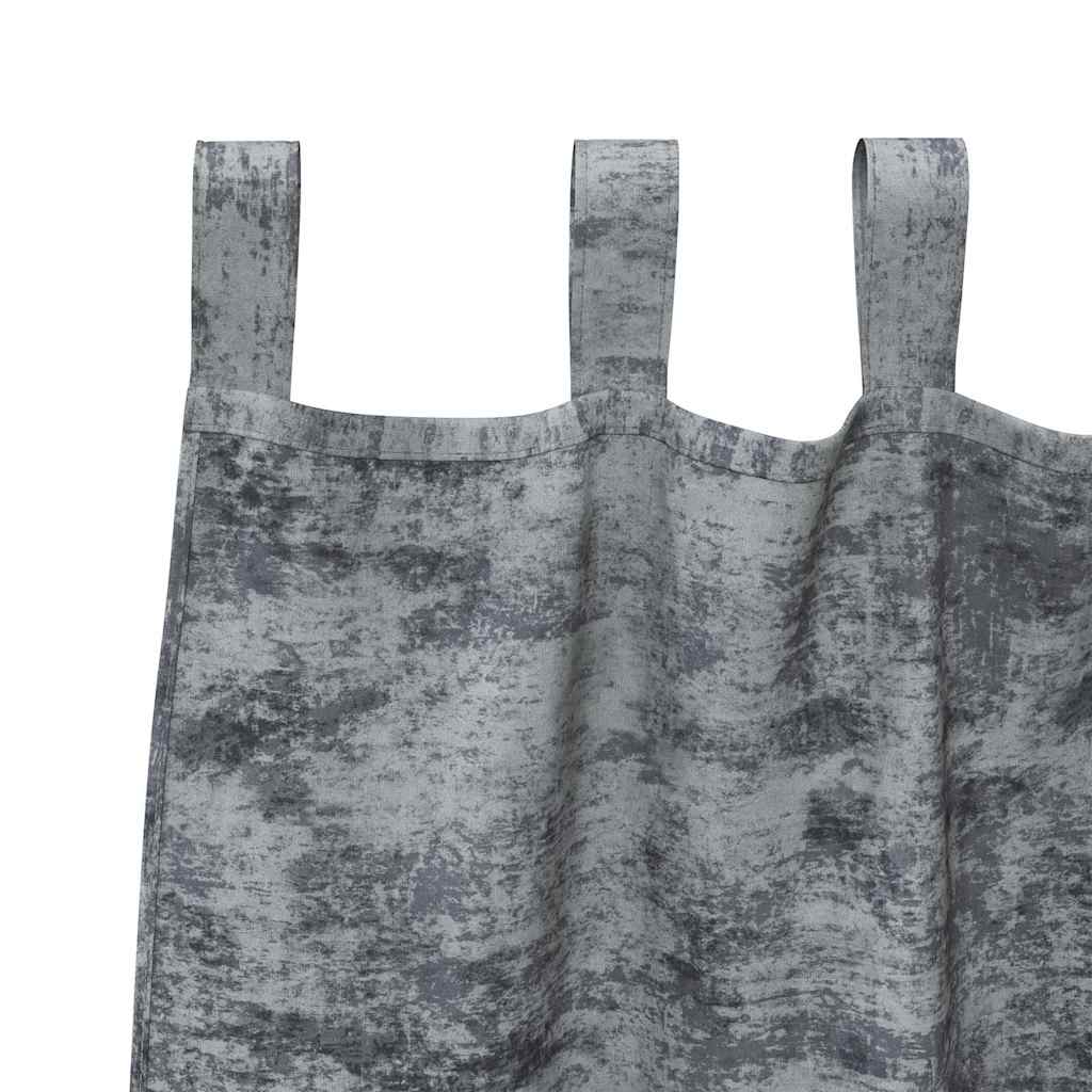 Velvet Curtains 2 pcs Silver Grey 225 x 140 cm Velvet