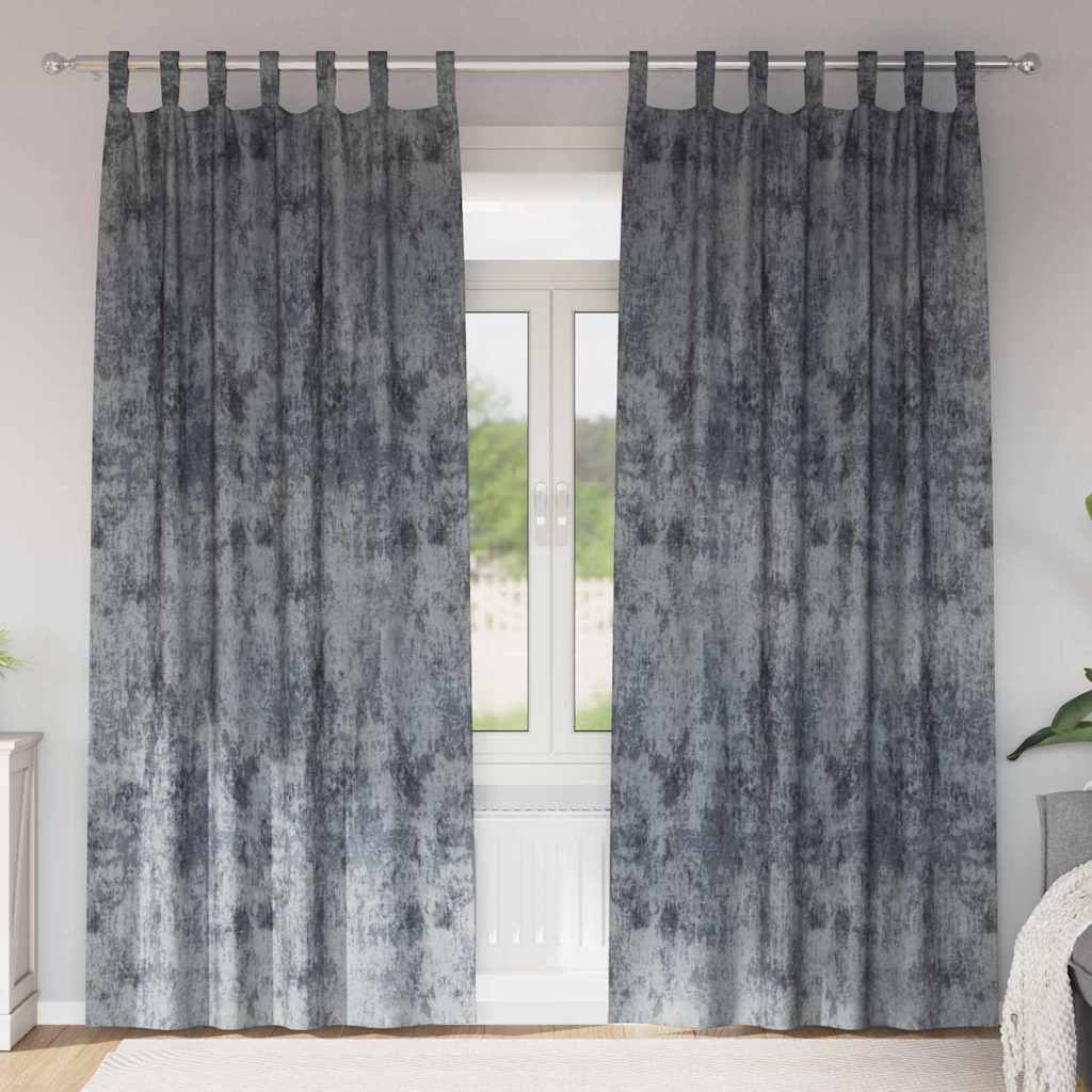 Velvet Curtains 2 pcs Silver Grey 245 x 140 cm Velvet