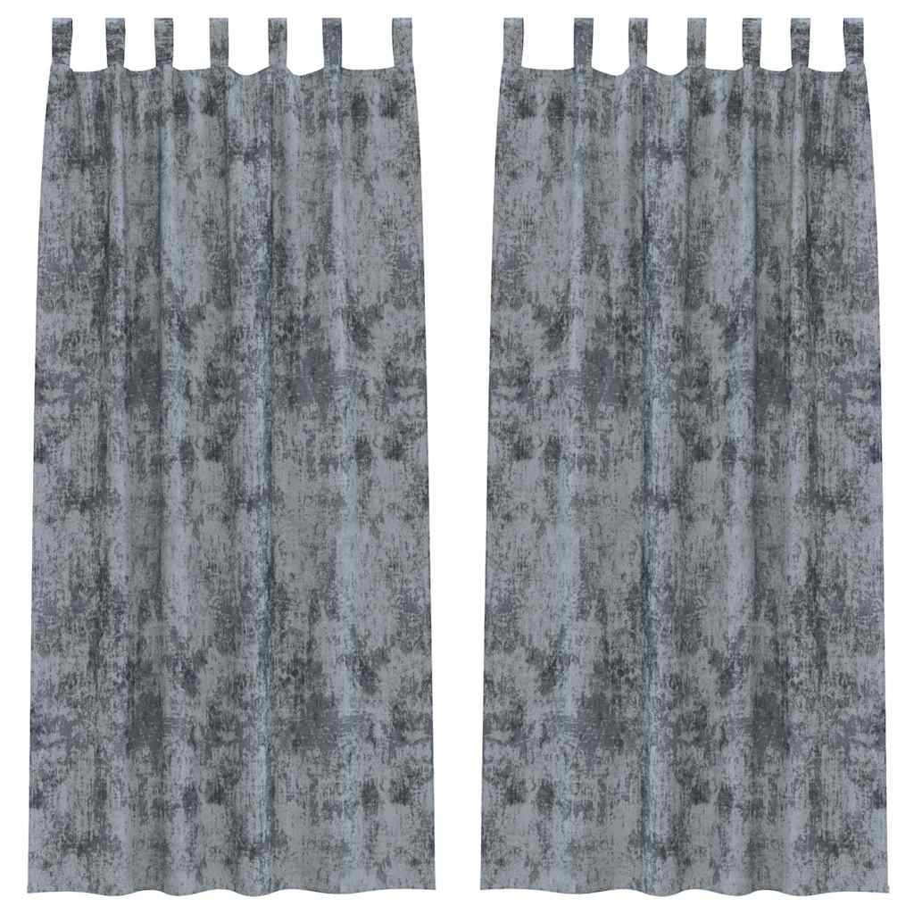Velvet Curtains 2 pcs Silver Grey 245 x 140 cm Velvet