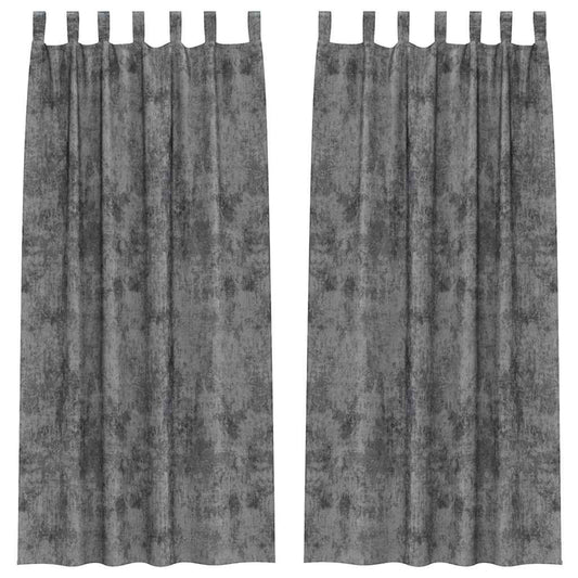 Velvet Curtains 2 pcs Grey 245 x 140 cm Velvet