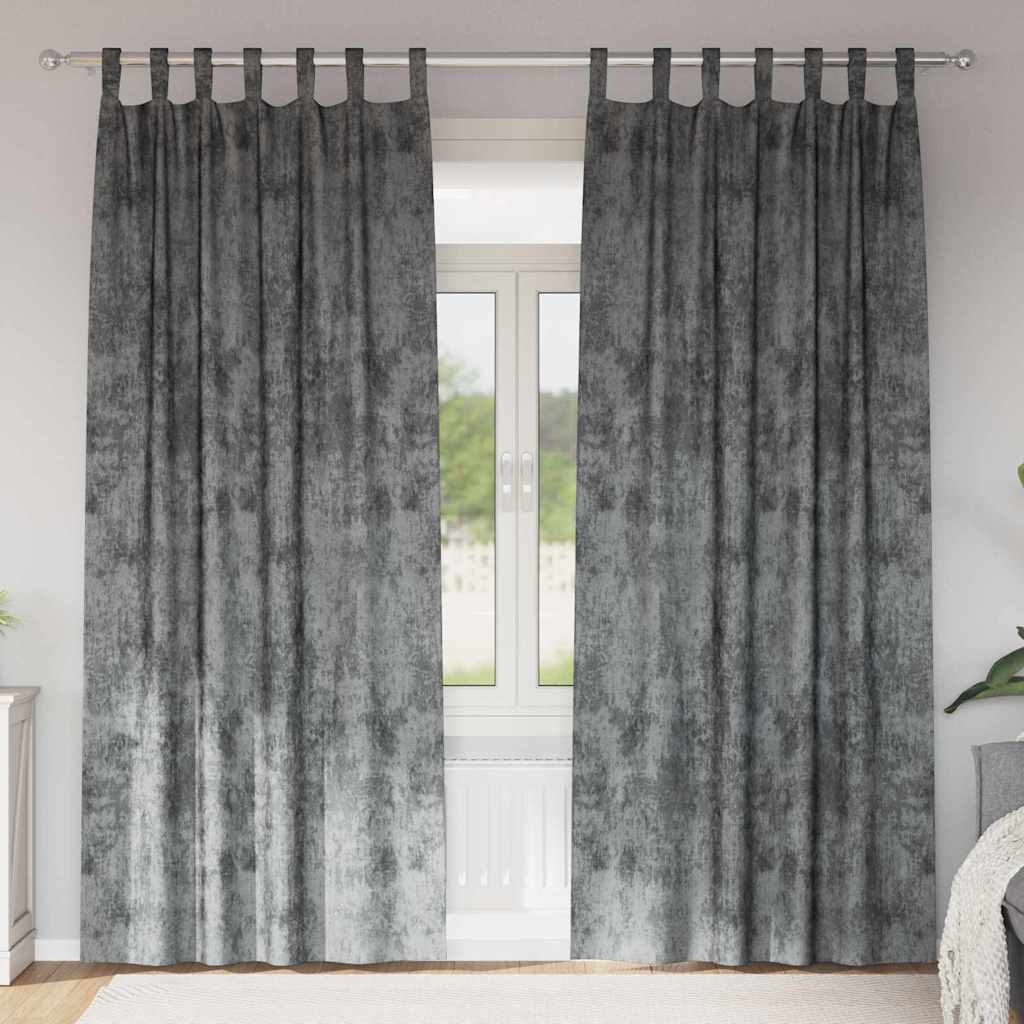 Velvet Curtains with Curtains 2 pcs Grey 260 x 140 cm Velvet