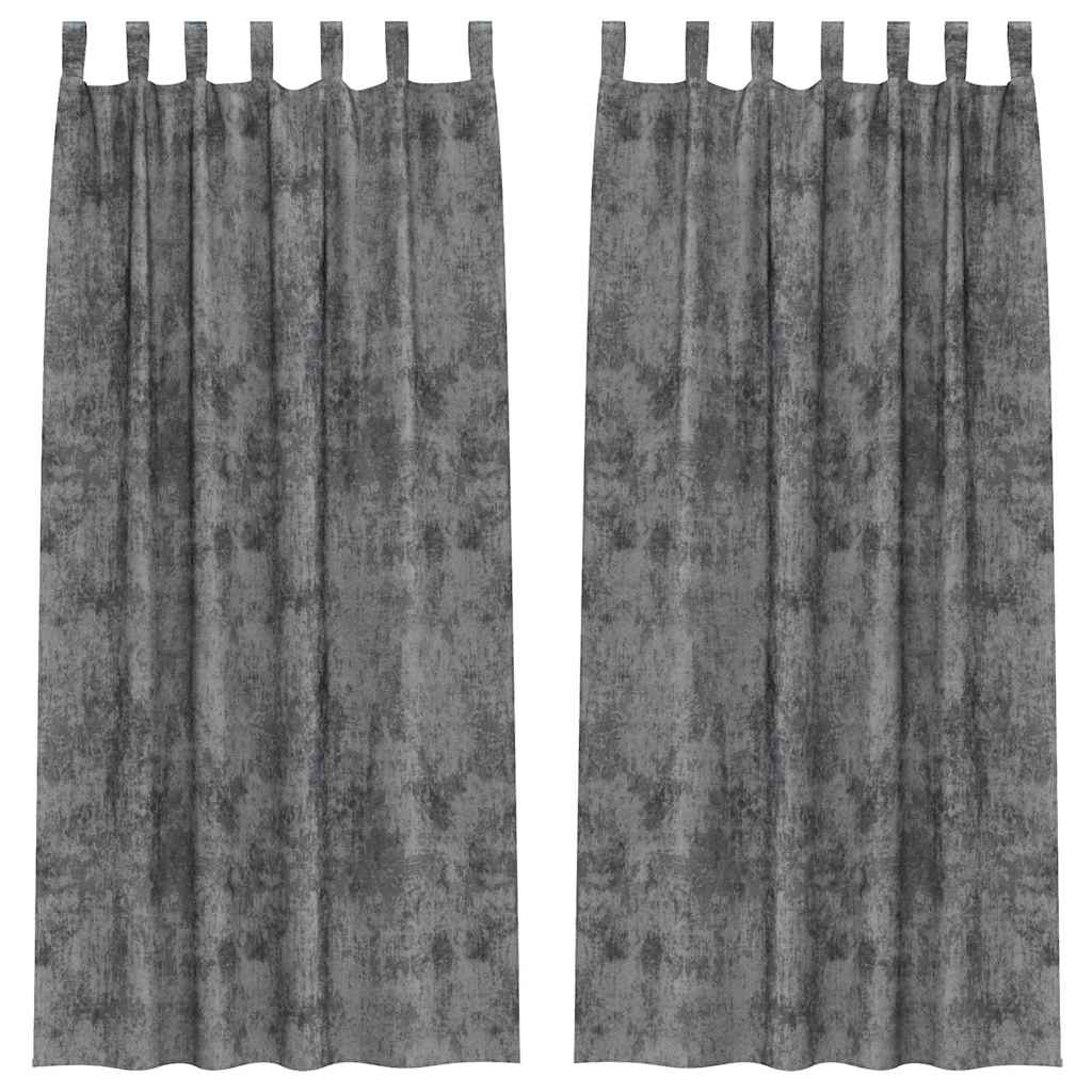 Velvet Curtains with Curtains 2 pcs Grey 260 x 140 cm Velvet