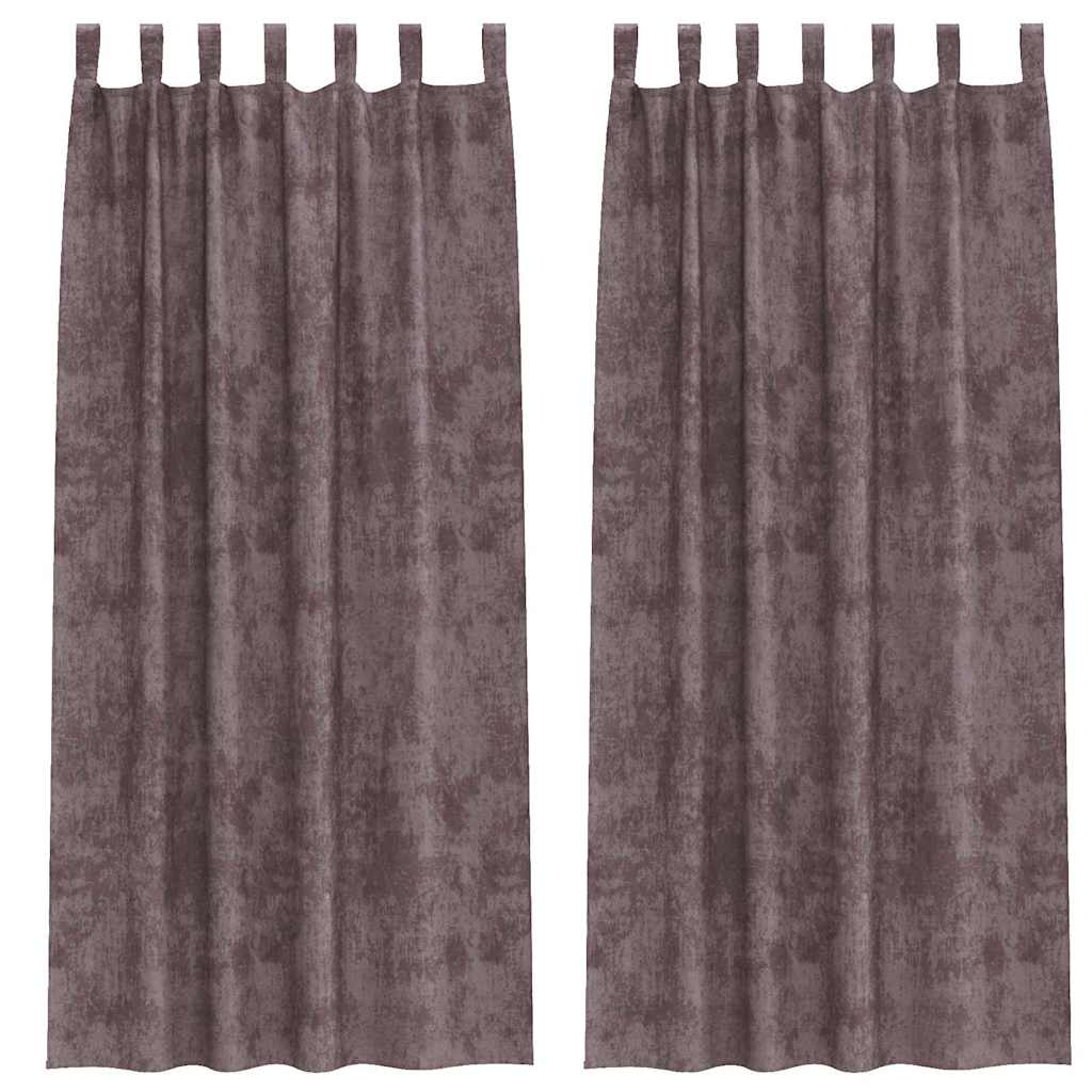 Velvet Curtains with Curtains 2 pcs Brown 225 x 140 cm Velvet