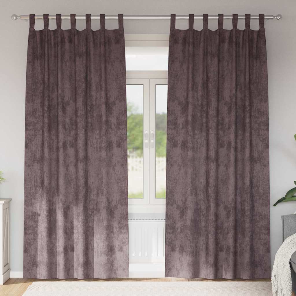 Velvet Curtains with Curtains 2 pcs Brown 245 x 140 cm Velvet